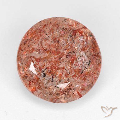4.91ct 자연스러운 붉은 오렌지 썬스톤, 둥근, 투명한