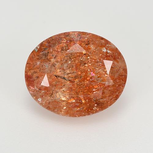 5.12캐럿 천연 미디엄 레드 선스톤, 타원형 컷, 12×10 mm, 투명한
