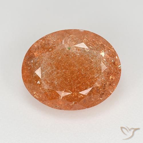 4.92ct 자연스러운 미디엄 오렌지 썬스톤, 타원형, 투명한