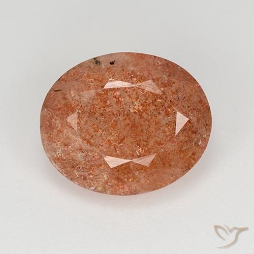 4.17ct 자연스러운 미디엄 오렌지 썬스톤, 타원형, 투명한