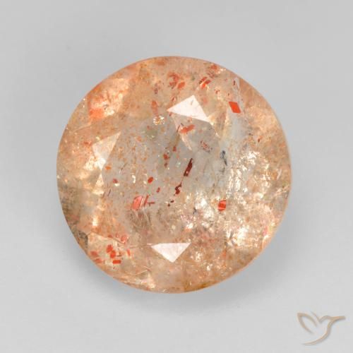 4.05ct 자연스러운 라이트 타이거 오렌지 썬스톤, 둥근, 투명한