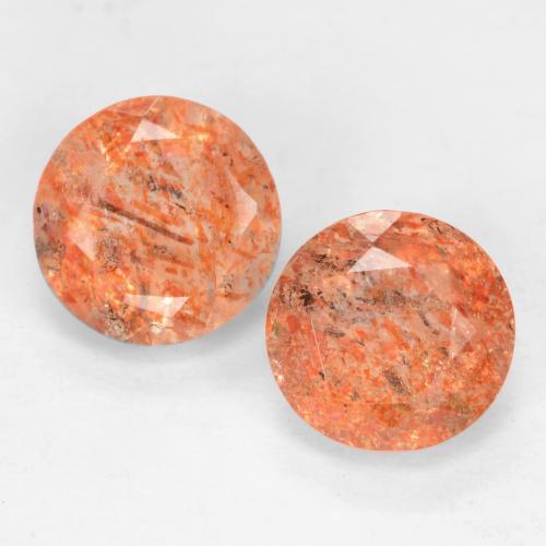 1.65캐럿 천연 진저 오렌지 선스톤 보석, 라운드 컷, 6.18 mm, 투명한