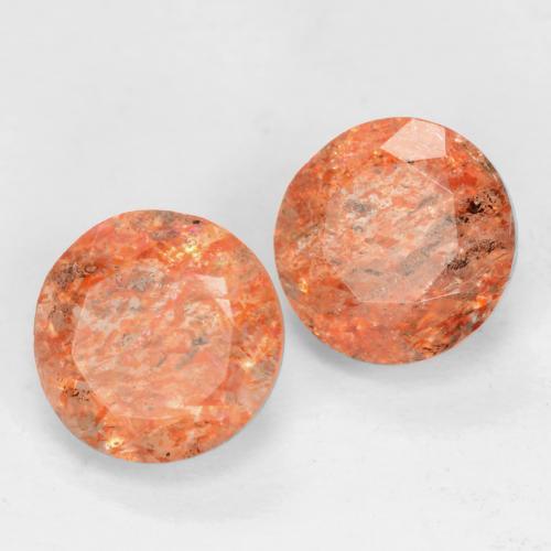 1.65캐럿 천연 진저 오렌지 선스톤 보석, 라운드 컷, 6.18 mm, 투명한