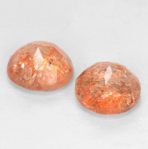 1.65캐럿 천연 진저 오렌지 선스톤 보석, 라운드 컷, 6.18 mm, 투명한