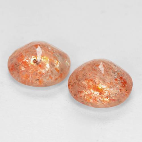 1.46캐럿 천연 붉은빛 오렌지 선스톤 보석, 라운드 컷, 6.05 mm, 투명한
