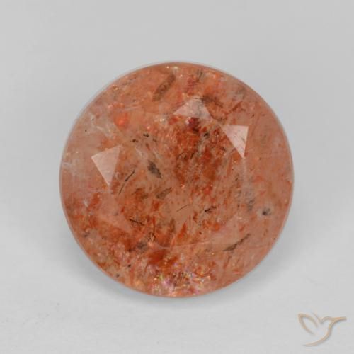 4.27ct 자연스러운 자몽 오렌지 썬스톤, 둥근, 투명한