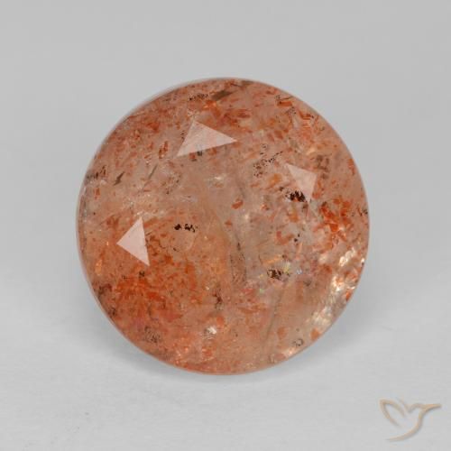 4.41ct 자연스러운 미디엄 오렌지 썬스톤, 둥근, 투명한