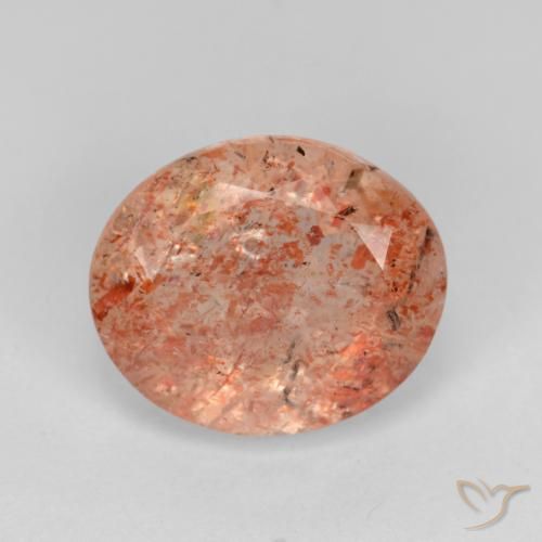 4.50ct 자연스러운 붉은 오렌지 썬스톤, 타원형, 투명한