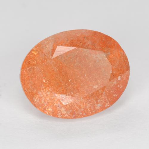 2.42캐럿 천연 미디엄 오렌지 선스톤, 타원형 컷, 9.9×7.9 mm, 투명한