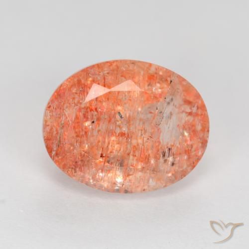 2.78ct 자연스러운 미디엄 라이트 오렌지 썬스톤, 타원형, 투명한