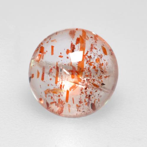 0.86캐럿 천연 라이트 오렌지 선스톤, 라운드 컷, 6.68 mm, 투명한