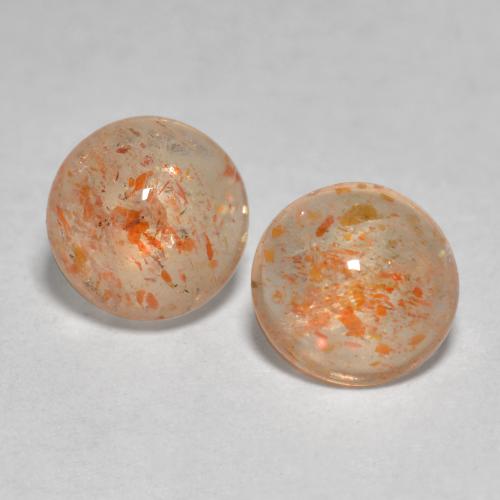 1.48캐럿 천연 라이트 피치 오렌지 선스톤 보석, 라운드 컷, 5.96 mm, 투명한