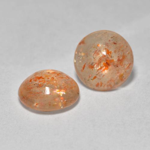 1.48캐럿 천연 라이트 피치 오렌지 선스톤 보석, 라운드 컷, 5.96 mm, 투명한