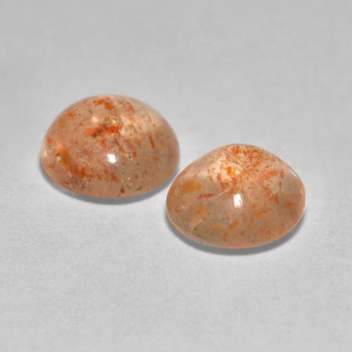 1.48캐럿 천연 라이트 피치 오렌지 선스톤 보석, 라운드 컷, 5.96 mm, 투명한