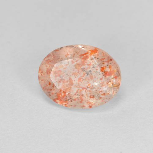 1.43캐럿 천연 라이트 오렌지 선스톤, 타원형 컷, 8.1×6.2 mm, 투명한