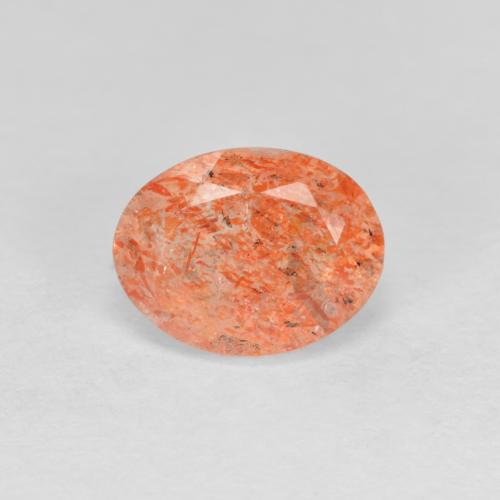 1.37캐럿 천연 붉은빛 오렌지 선스톤, 타원형 컷, 8.1×6.2 mm, 투명한