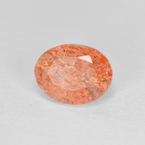 1.37캐럿 천연 붉은빛 오렌지 선스톤, 타원형 컷, 8.1×6.2 mm, 투명한