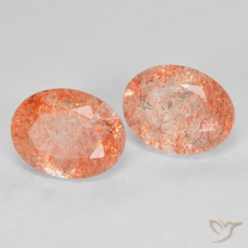 2.85캐럿 천연 붉은빛 오렌지 선스톤 보석, 타원형 컷, 8.1×6.2 mm, 투명한