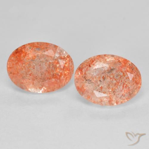 2.85캐럿 천연 붉은빛 오렌지 선스톤 보석, 타원형 컷, 8.1×6.2 mm, 투명한