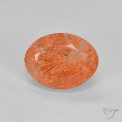 1.49ct 자연스러운 밝은 주황색 썬스톤, 타원형, 투명한