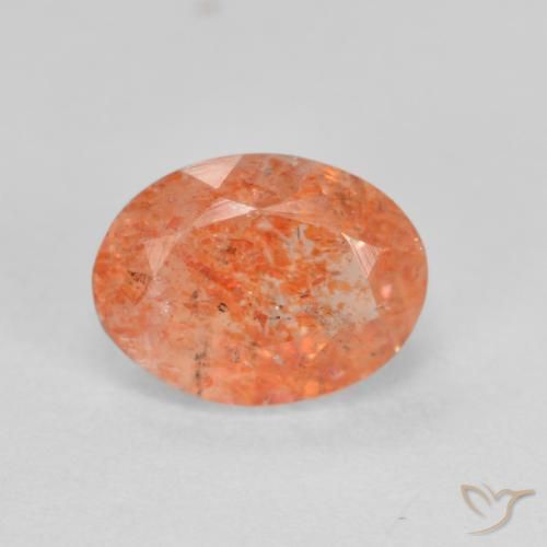 1.45ct 자연스러운 밝은 주황색 썬스톤, 타원형, 투명한