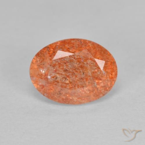 1.29ct 자연스러운 미디엄 오렌지 썬스톤, 타원형, 투명한