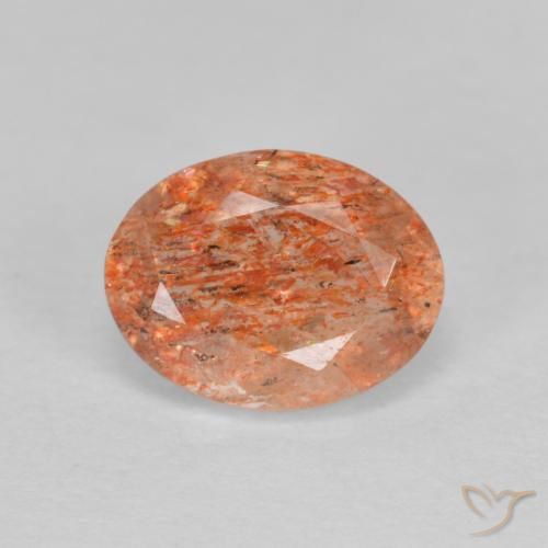 1.41ct 자연스러운 자몽 오렌지 썬스톤, 타원형, 투명한