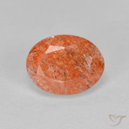 1.41ct 자연스러운 자몽 오렌지 썬스톤, 타원형, 투명한