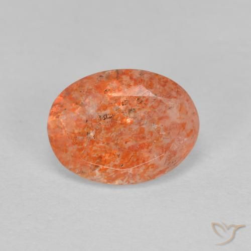 1.26ct 자연스러운 붉은 오렌지 썬스톤, 타원형, 투명한
