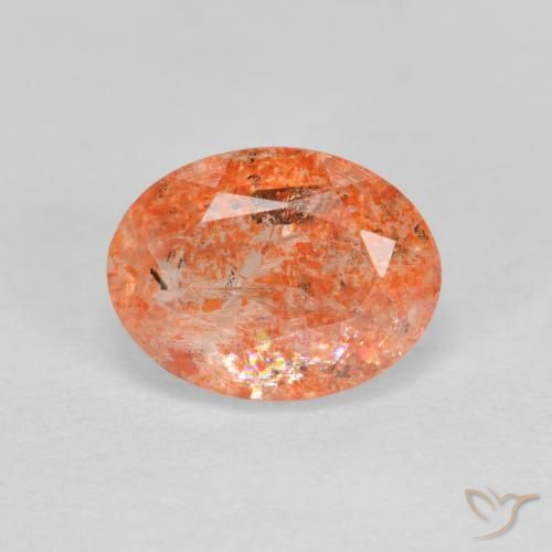 1.41ct 자연스러운 진저 오렌지 썬스톤, 타원형, 투명한