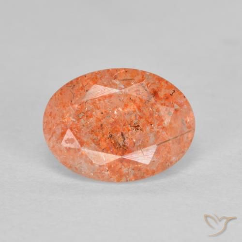 1.34ct 자연스러운 붉은 오렌지 썬스톤, 타원형, 투명한
