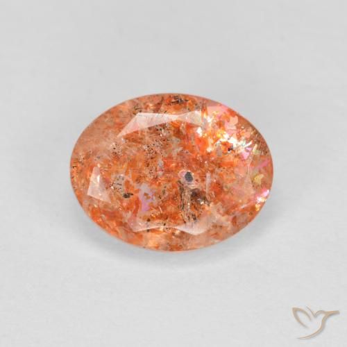 1.22ct 자연스러운 진저 오렌지 썬스톤, 타원형, 투명한