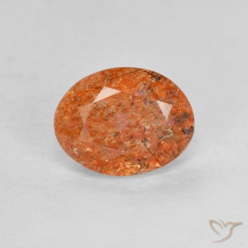 1.30ct 자연스러운 미디엄 오렌지 썬스톤, 타원형, 투명한