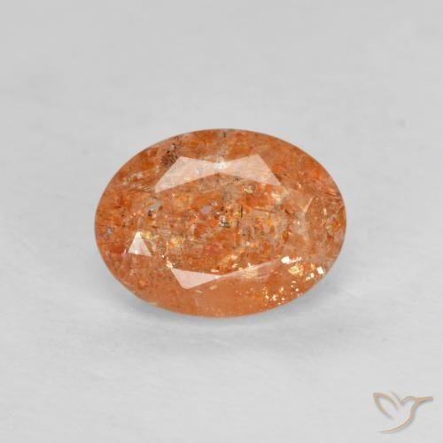 1.25ct 자연스러운 붉은 오렌지 썬스톤, 타원형, 투명한