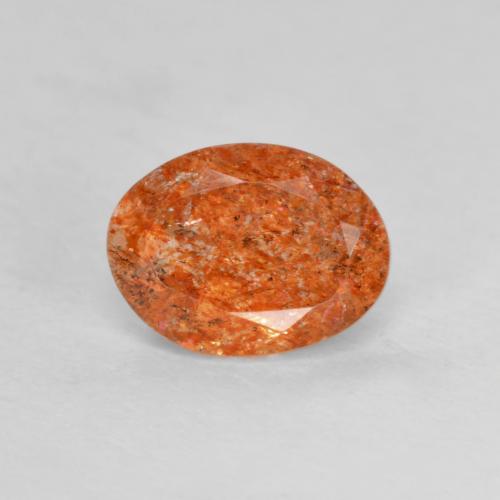 1.27캐럿 천연 미디엄 오렌지 선스톤, 타원형 컷, 8.1×6.1 mm, 투명한