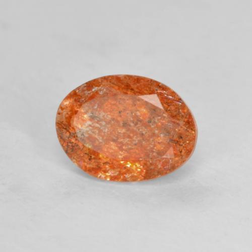 1.27캐럿 천연 미디엄 오렌지 선스톤, 타원형 컷, 8.1×6.1 mm, 투명한