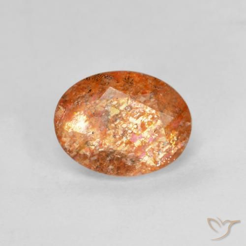1.31ct 자연스러운 붉은 오렌지 썬스톤, 타원형, 투명한