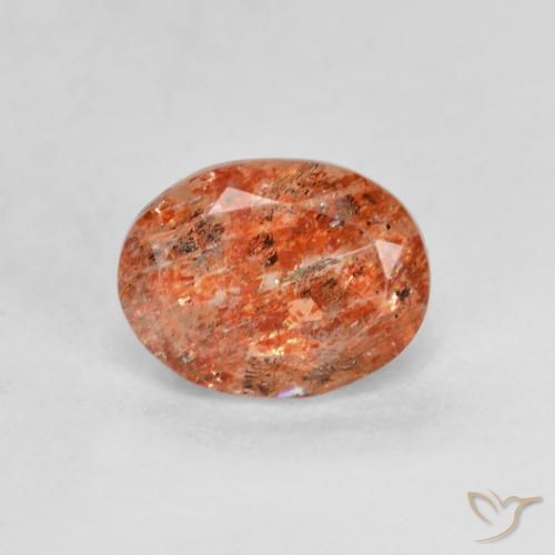 1.53ct 자연스러운 따뜻한 오렌지 썬스톤, 타원형, 투명한