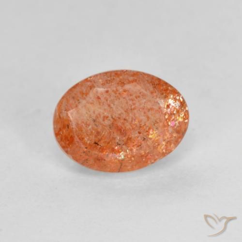 1.35ct 자연스러운 미디엄 오렌지 썬스톤, 타원형, 투명한