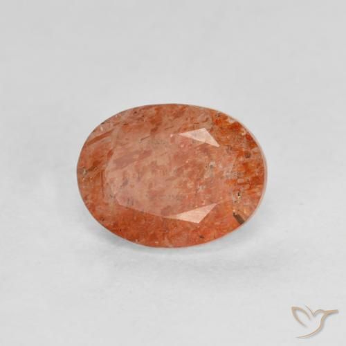 1.30ct 자연스러운 붉은 오렌지 썬스톤, 타원형, 투명한