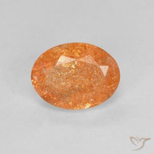 1.44ct 자연스러운 딥 오렌지 썬스톤, 타원형, 투명한