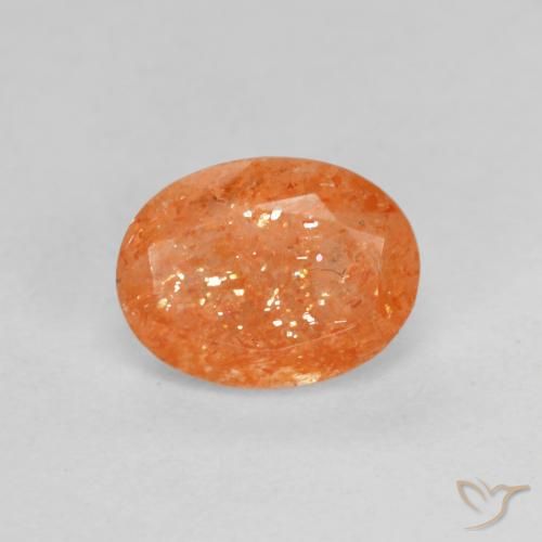 1.34ct 자연스러운 미디엄 오렌지 썬스톤, 타원형, 투명한