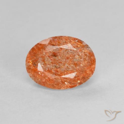 1.31ct 자연스러운 따뜻한 오렌지 썬스톤, 타원형, 투명한