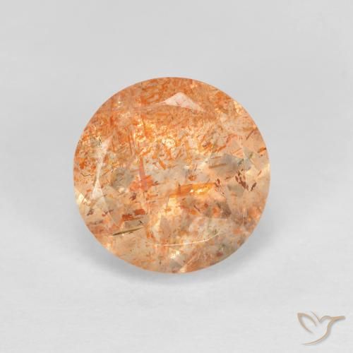 1.42ct 자연스러운 라이트 피치 오렌지 썬스톤, 둥근, 투명한