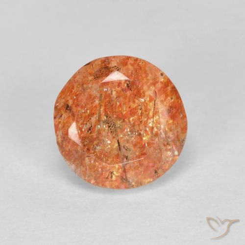 1.33ct 자연스러운 진저 오렌지 썬스톤, 둥근, 투명한