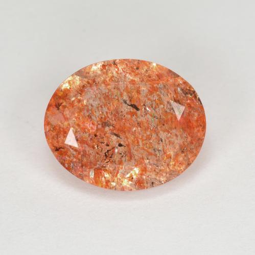 3.15캐럿 천연 붉은빛 오렌지 선스톤, 타원형 컷, 11.1×9 mm, 투명한