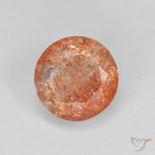 1.53ct 자연스러운 자몽 오렌지 썬스톤, 둥근, 투명한