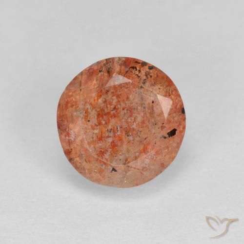 1.45ct 자연스러운 따뜻한 오렌지 썬스톤, 둥근, 투명한