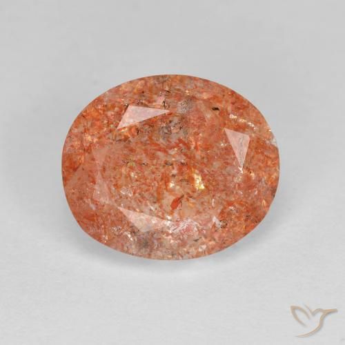 3.19ct 자연스러운 붉은 오렌지 썬스톤, 타원형, 투명한