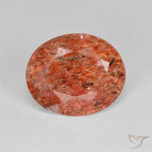 2.80ct 자연스러운 붉은 오렌지 썬스톤, 타원형, 투명한